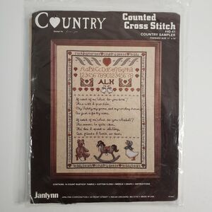 Janlynn Country Sampler Counted Cross stitch kit 14ct. 11"x14" New Bear Geese